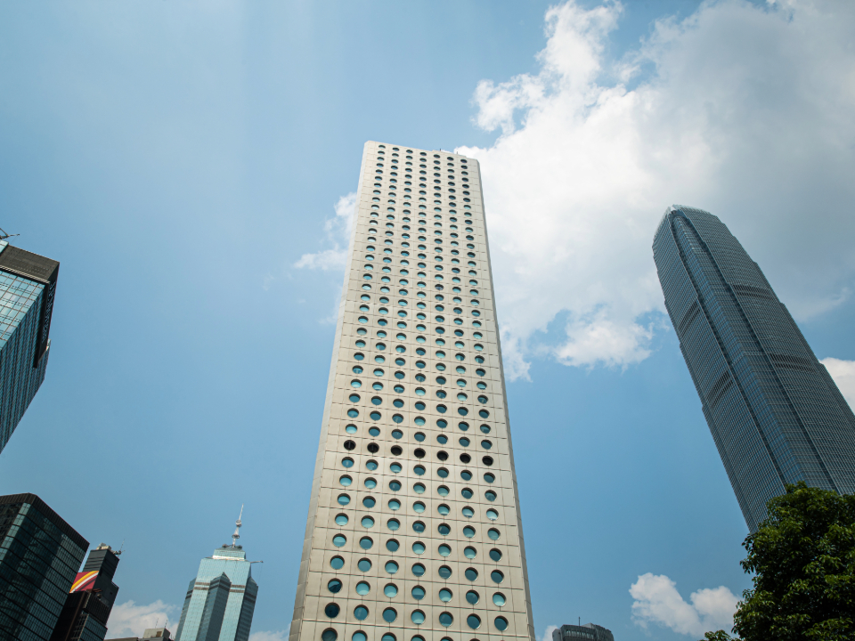 Jardine House in Central Hong Kong is a skyscraper characterised by its circular windows.