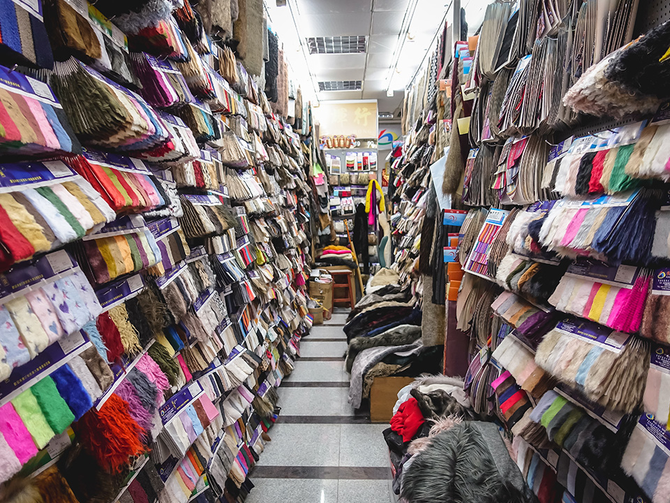 Fabric samples on sale in Ki Lung Street, Sham Shui Po