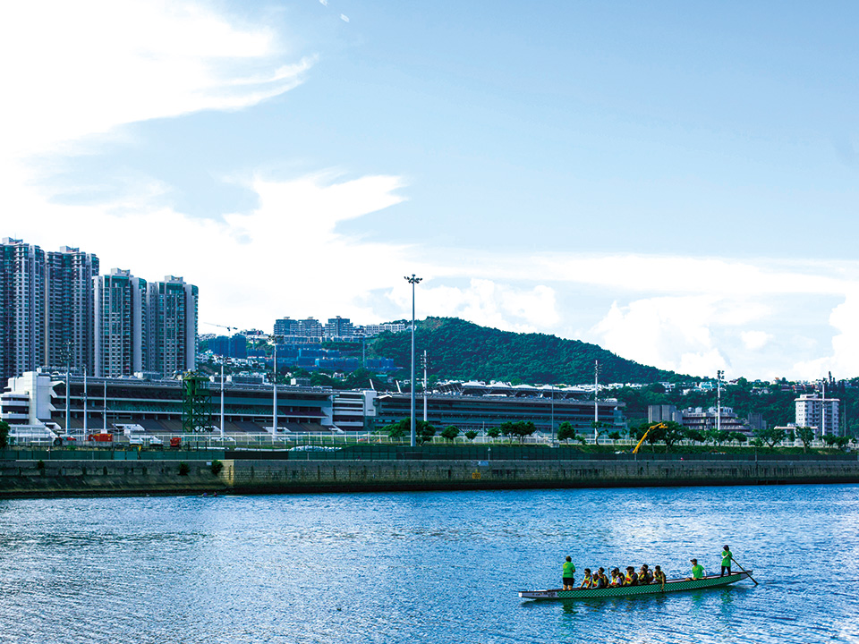 Sha Tin Racecourse viewed from the river.