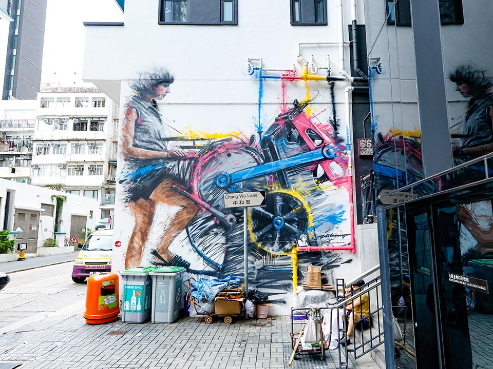 Mural by Victoriano on Chung Wo Lane