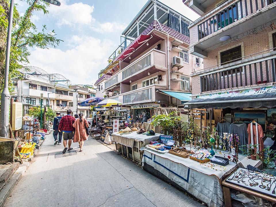 Lamma Island’s streets are lined with stalls and boutiques